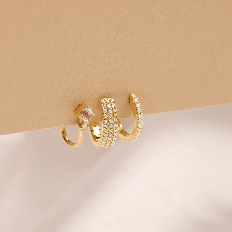 0.50 TCW Round Cut Moissanite Huggies Earrings in Gold 8