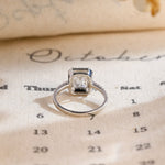 Stunning 1.0 CT Emerald Cut Moissanite Engagement Ring with Halo Pave Design 6