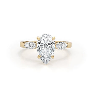 Stunning 1.75 CT Pear Moissanite Engagement Ring with Three Stone Design