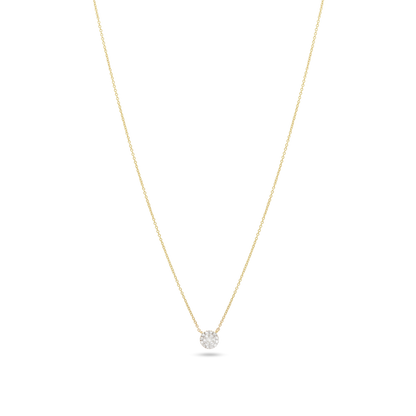 0.50 CT Round Moissanite Diamond Cluster Pendant Necklace in Solid Gold 4
