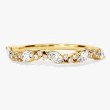 Stunning 0.30 CT Round & Marquise Moissanite Stones Half Eternity Wedding Band 1