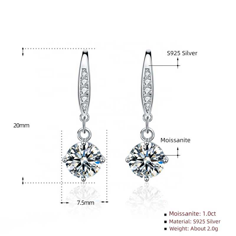 Round Cut Cubic Zirconia in 925 Sterling Silver Earrings 3