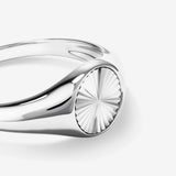 Classic Sunray Round Signet Men's Wedding Band in Solid Gold 5