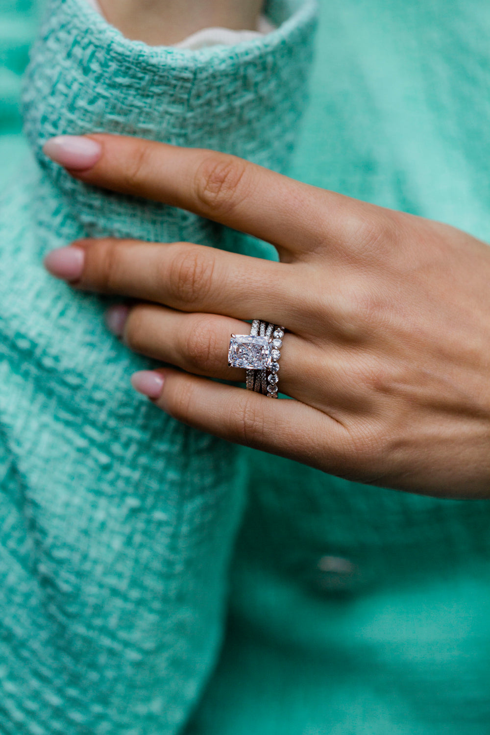 Radiant Cut Solitaire Style Cubic Zirconia in 925 Sterling Silver Ring 2