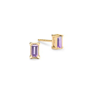 0.14 CT Baguette Amethyst Lab Made Diamond- February Birthstone Earrings