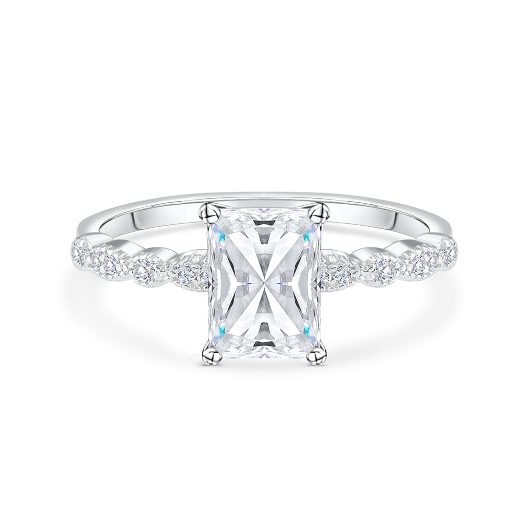 Stunning 1.5 CT Radiant Moissanite Engagement Ring with Pave Design 1