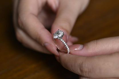 Stunning 1.0 - 2.0 CT Pear Moissanite Engagement Ring with Pave Design 2