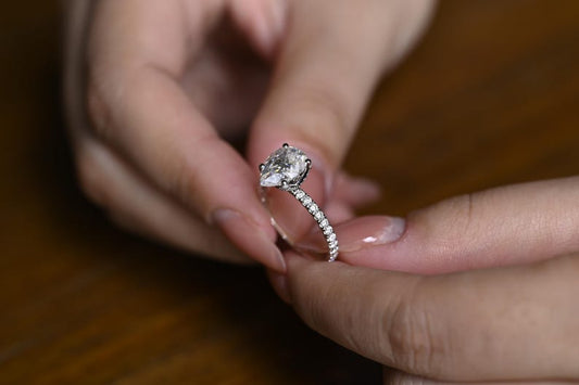 Stunning 1.0 - 2.0 CT Pear Moissanite Engagement Ring with Pave Design 2
