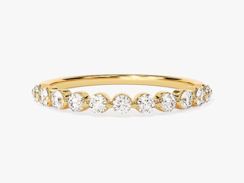 Stunning 0.55 CT Round Moissanite Stones Half Eternity Wedding Band 1