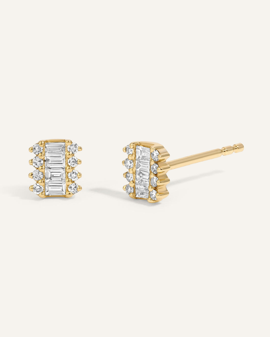0.30 TCW Round & Baguette Cut Moissanite Cluster Stud Earrings in Gold 1