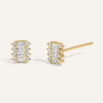 0.30 TCW Round & Baguette Cut Moissanite Cluster Stud Earrings in Gold 1
