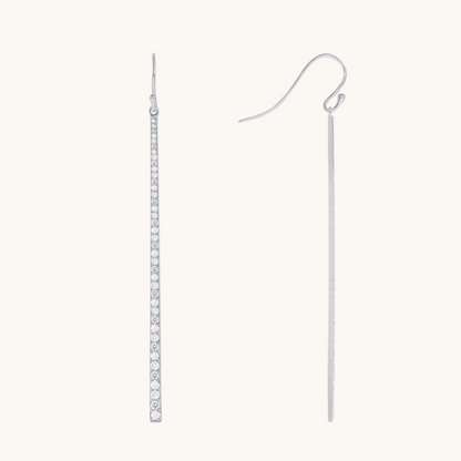 1.0 TCW Round Cut Moissanite Bar Dangle Earrings in Gold 2