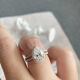 Stunning 3.0 CT Pear Moissanite Engagement Ring with Halo & Pave Design 5