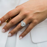 Round Cut Halo Style Cubic Zirconia in 925 Sterling Silver Ring 7