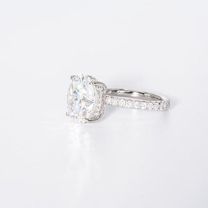 Stunning 4.0 CT Oval Cut Moissanite Engagement Ring with Hidden Halo & Pave Design