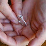 Stunning 0.5 - 1.5 CT Emerald Moissanite Engagement Ring with Pave Design 6