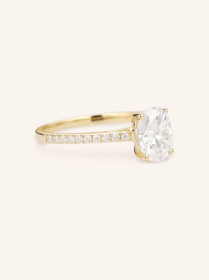 Stunning 1 CT Oval Moissanite Engagement Ring With Pave Design 2