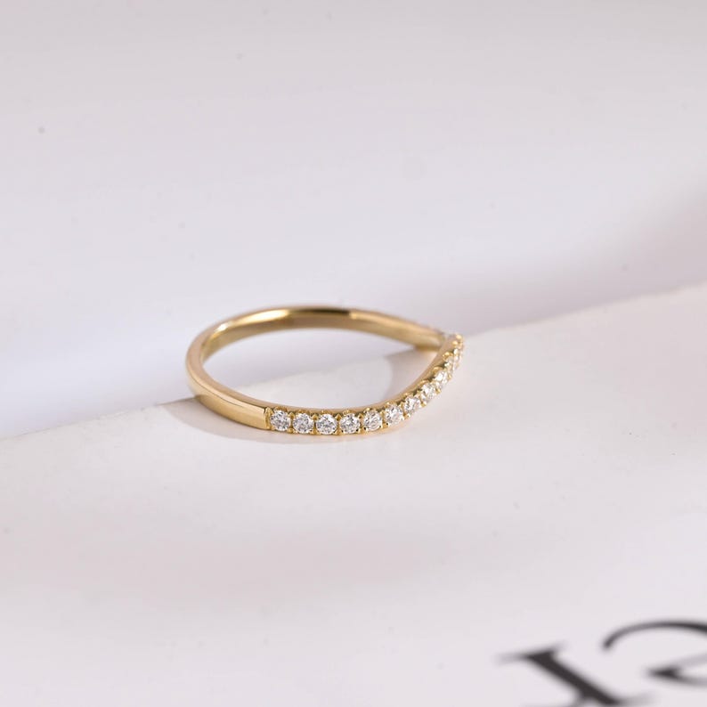 Stunning 0.3 TCW Round Moissanite Stones Half Eternity Wedding Band 5
