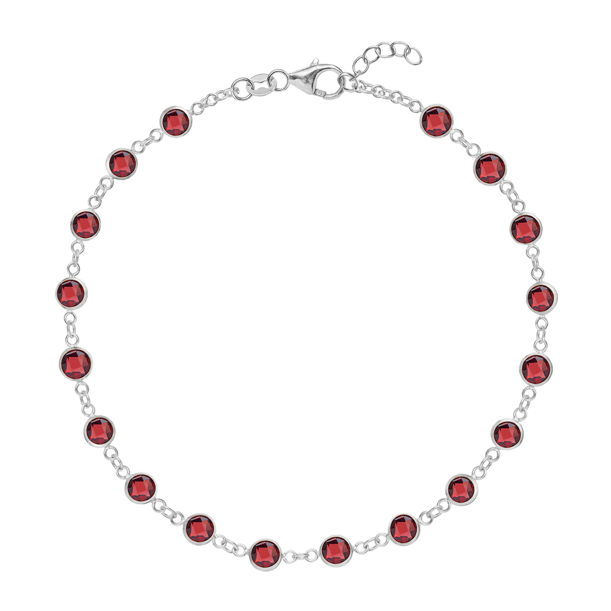 5.0 TCW Round Garnet Lab Made Diamond- January Birthstone Bracelets 8
