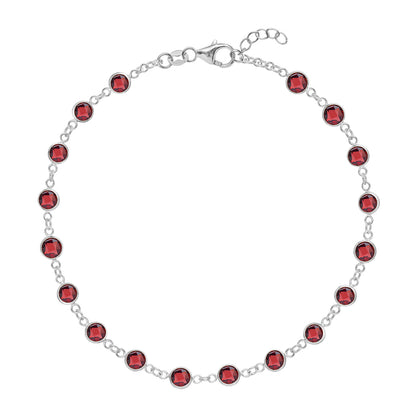 5.0 TCW Round Garnet Lab Made Diamond- January Birthstone Bracelets 8