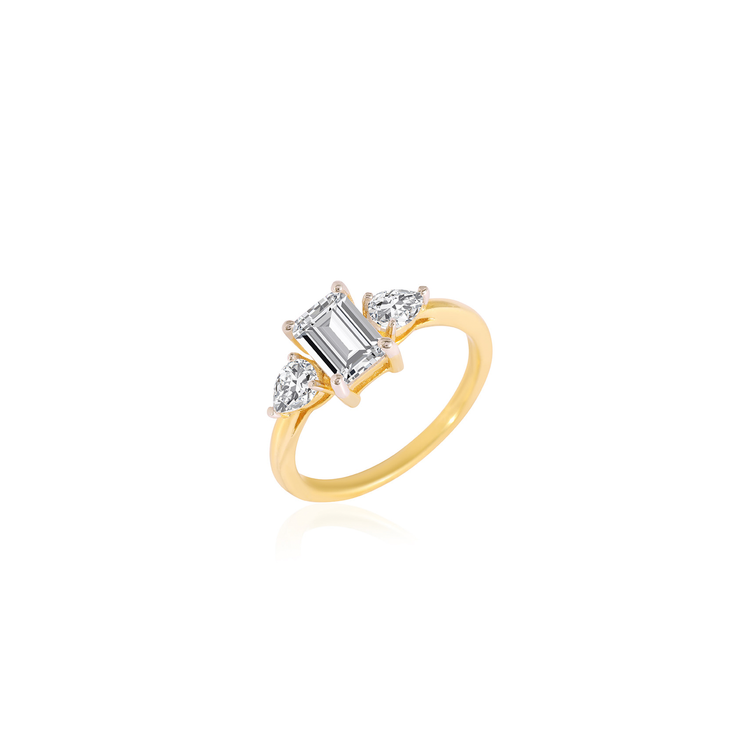 Stunning 2.0 CT Emerald Moissanite Engagement Ring with Three Stone Design 1