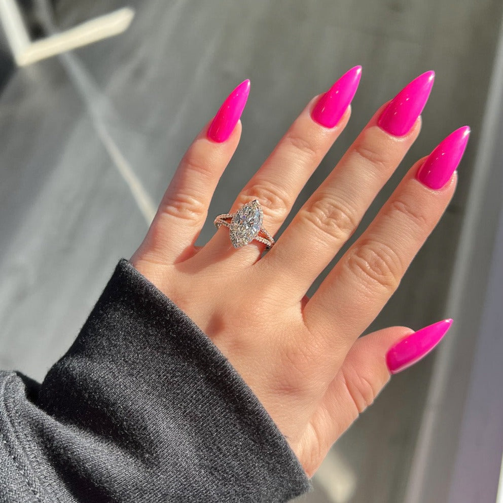 Stunning 2.50 CT Marquise Moissanite Engagement Ring with Halo & Split Shank Design 1