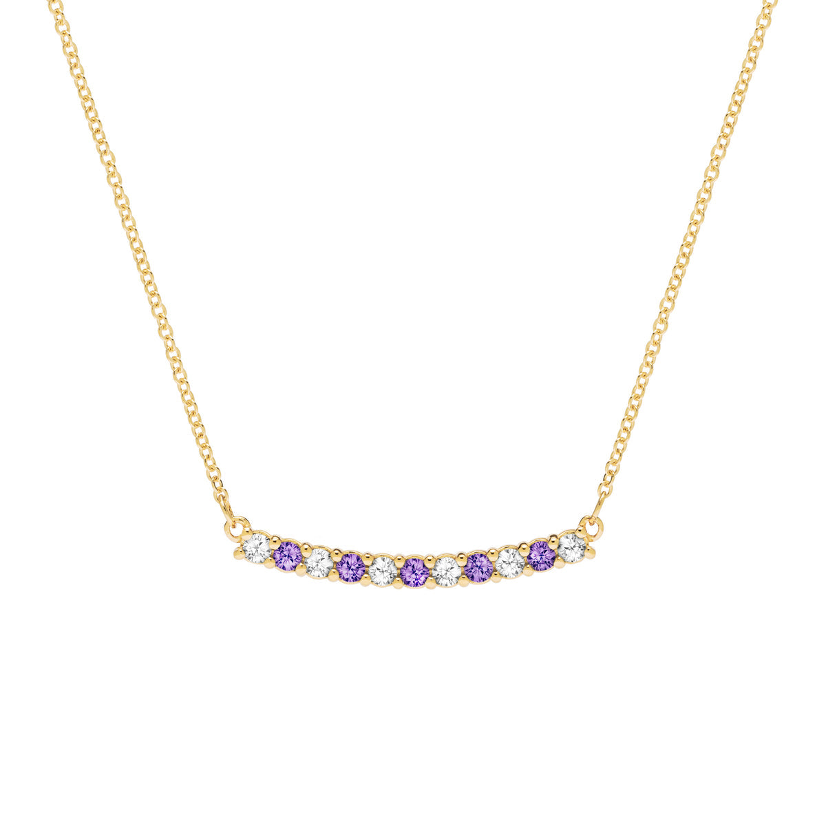 0.15 CT Round Amethyst Lab Made Diamond- February Birthstone Bar Necklace 1