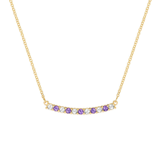 0.15 CT Round Amethyst Lab Made Diamond- February Birthstone Bar Necklace 1
