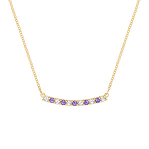 0.15 CT Round Amethyst Lab Made Diamond- February Birthstone Bar Necklace