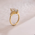 Stunning 1.0 - 2.0 CT Marquise Moissanite Engagement Ring with Three Stone and Hidden Halo Design 3