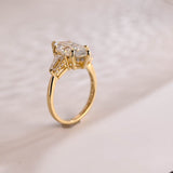 Stunning 1.0 - 2.0 CT Marquise Moissanite Engagement Ring with Three Stone and Hidden Halo Design 3
