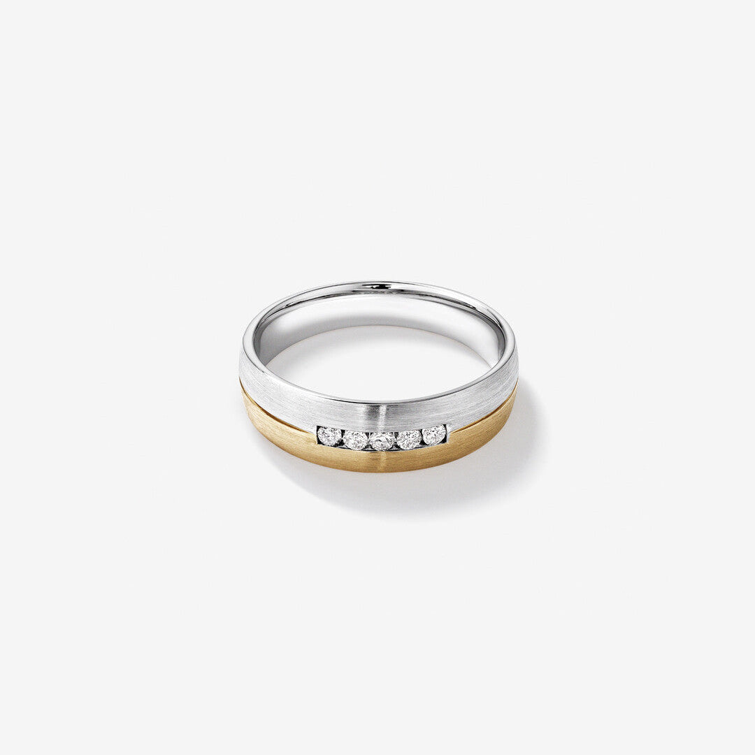 0.15 CT Round Moissanite Channel Set Men's Wedding Band in Solid Gold 1