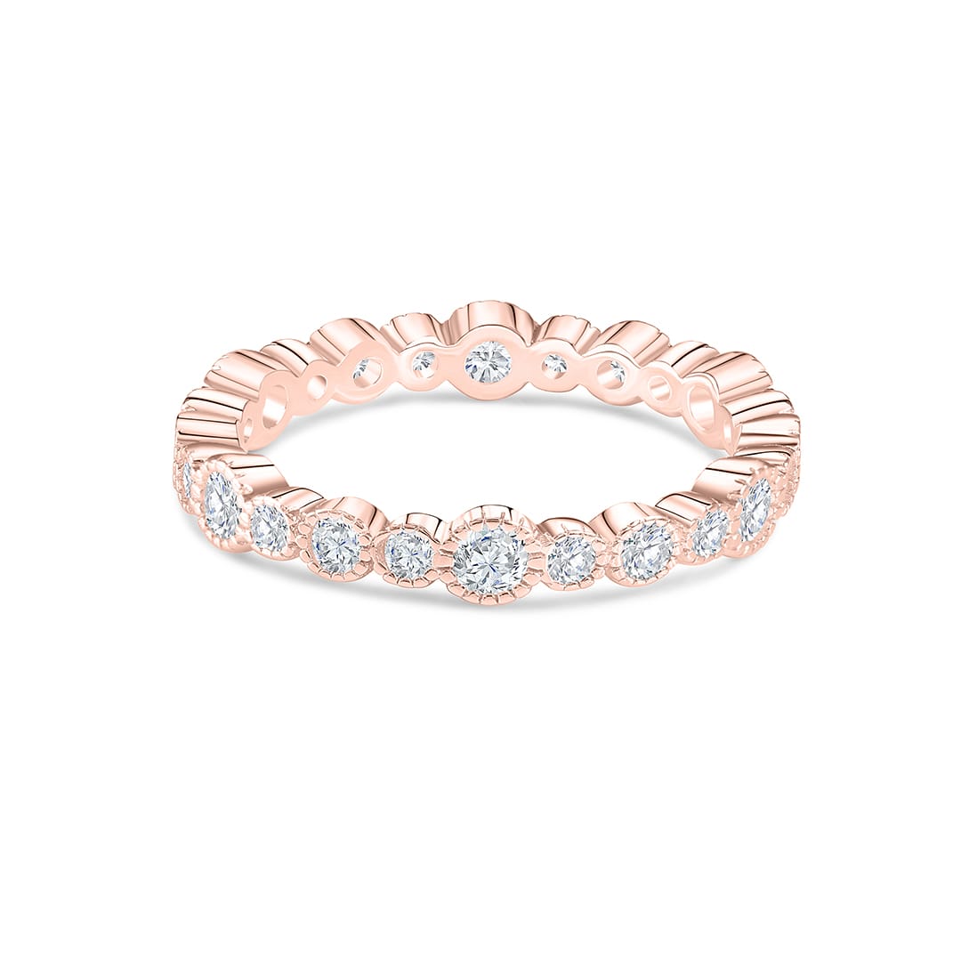 Stunning 0.4 TCW Round Moissanite Stones Mia Vintage Wedding Band 1