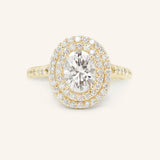 Stunning 1.0 CT Oval  Moissanite Engagement Ring with Double Halo and Pave Design 1