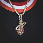 2 CT Round Moissanite Miami Heat Logo Silver Pendant for Him 5