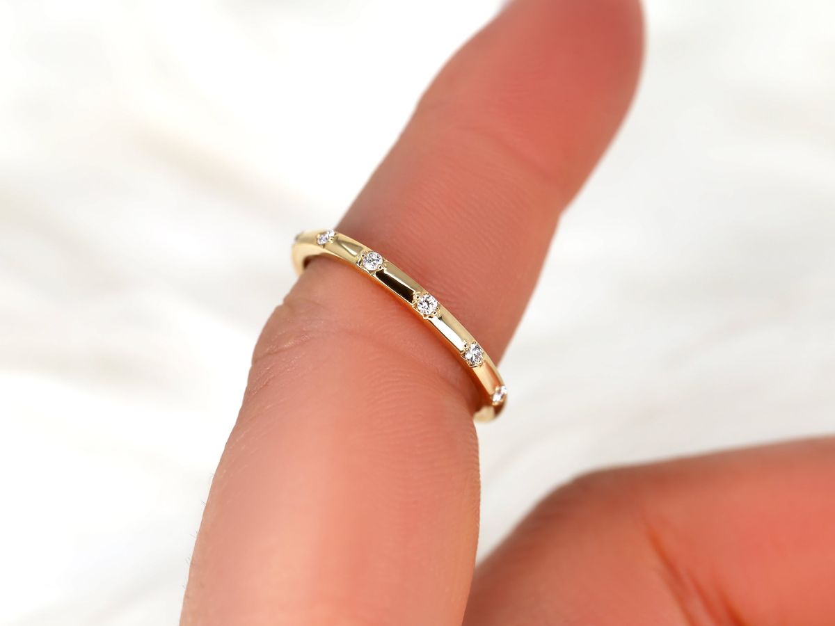 Stunning 0.11 TCW Round Moissanite Stones Flush Wedding Bands 4