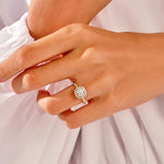 1.0 CT Round Cut Moissanite Halo Bridal Ring Set with Half Eternity Wedding Bands 5