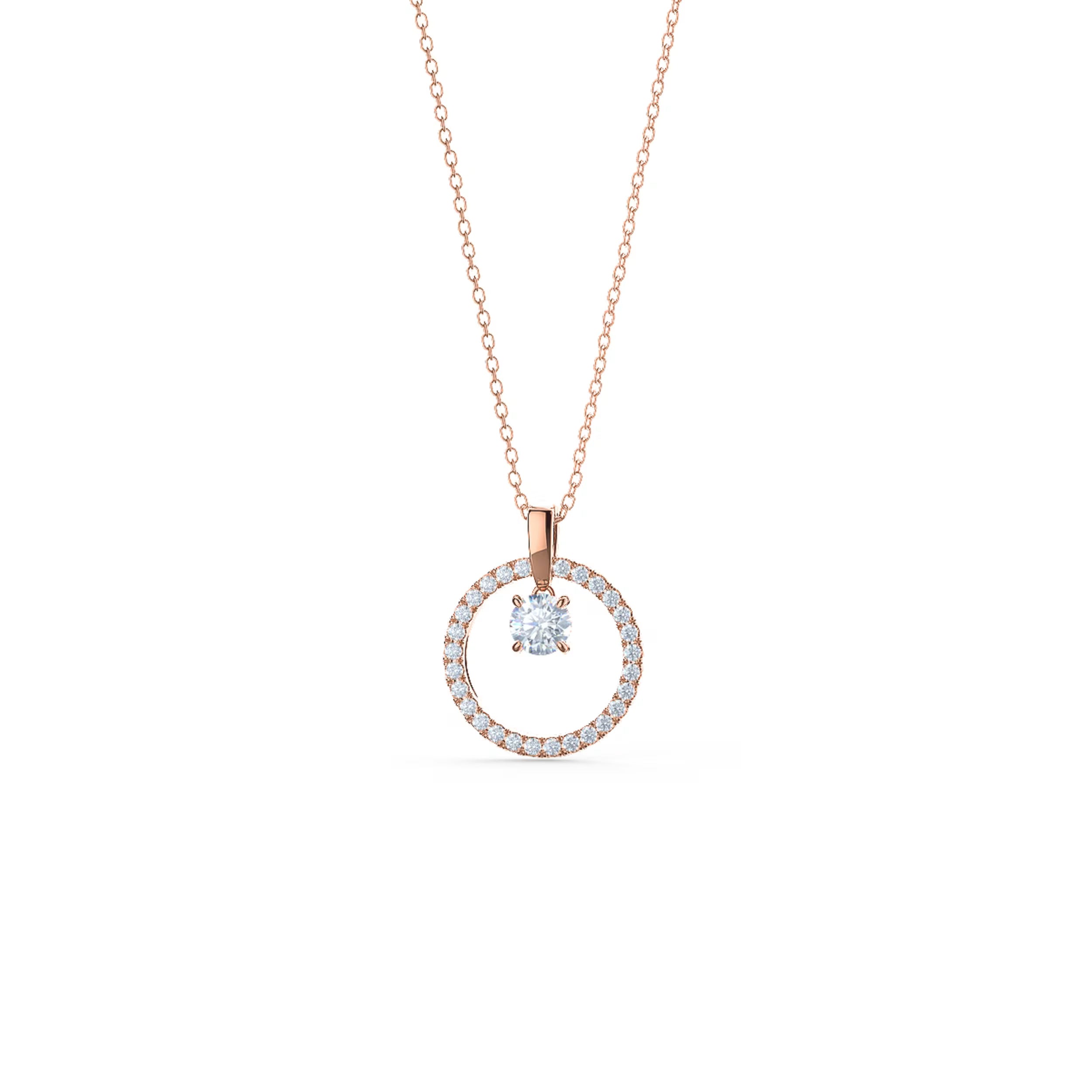 1.50 CT Round Moissanite Diamond Floating Stone Pendant Necklace in Solid Gold 5