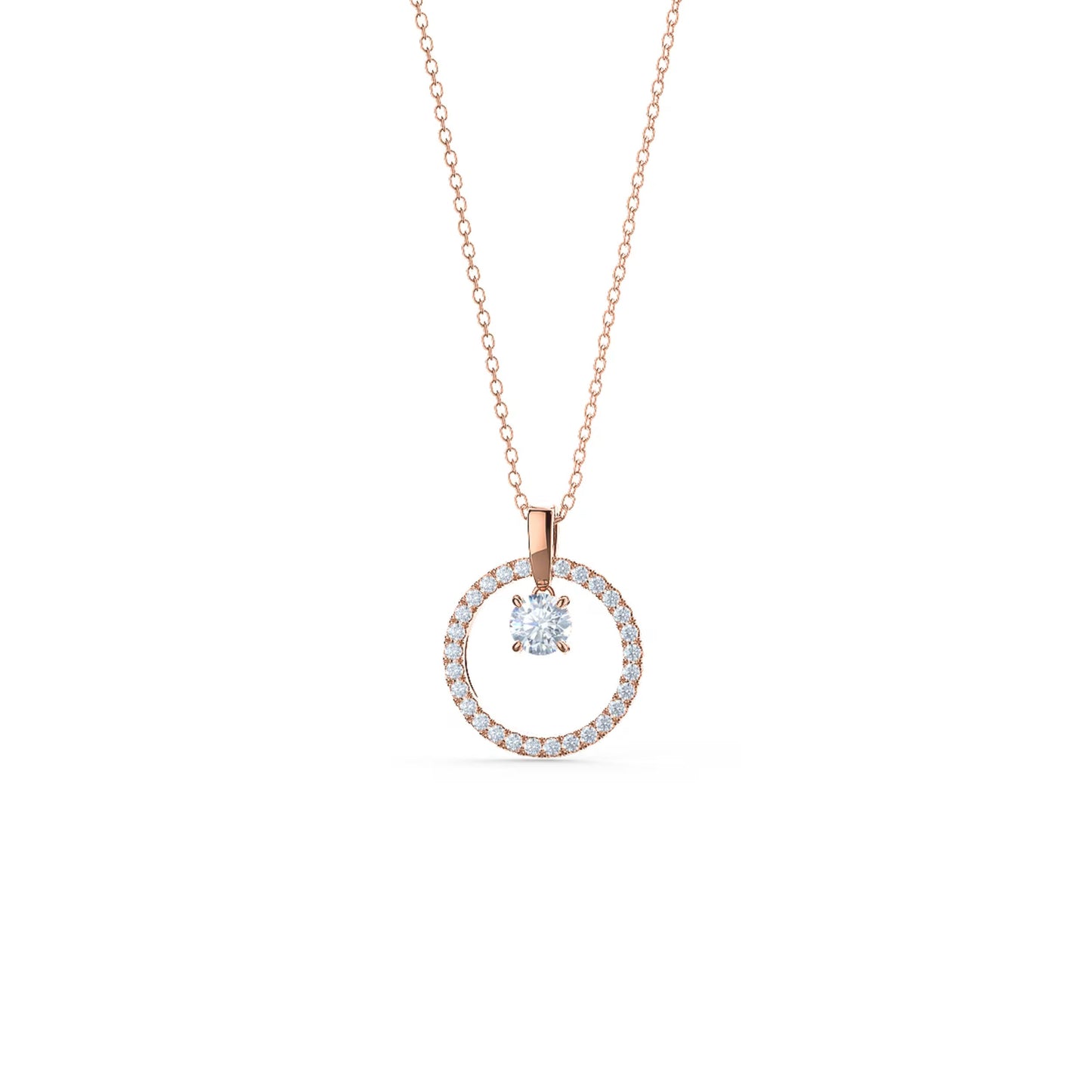 1.50 CT Round Moissanite Diamond Floating Stone Pendant Necklace in Solid Gold 5