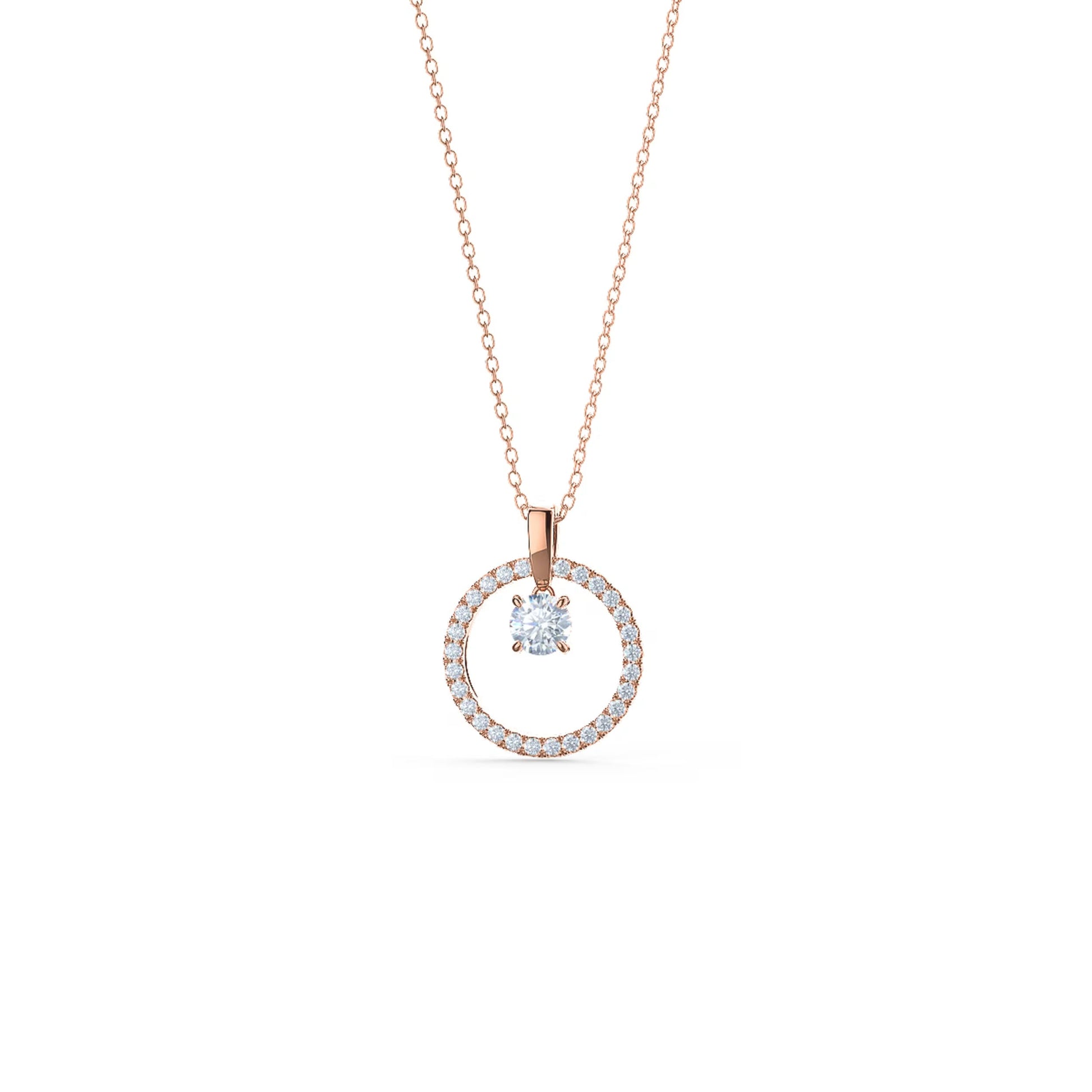 1.50 CT Round Moissanite Diamond Floating Stone Pendant Necklace in Solid Gold 5