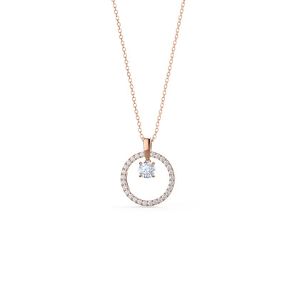 1.50 CT Round Moissanite Diamond Floating Stone Pendant Necklace in Solid Gold 5