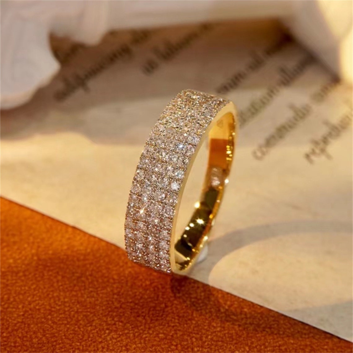 0.5 TCW  Round Cut Moissanite Bridal Wedding Band Semi Pave Accents 7
