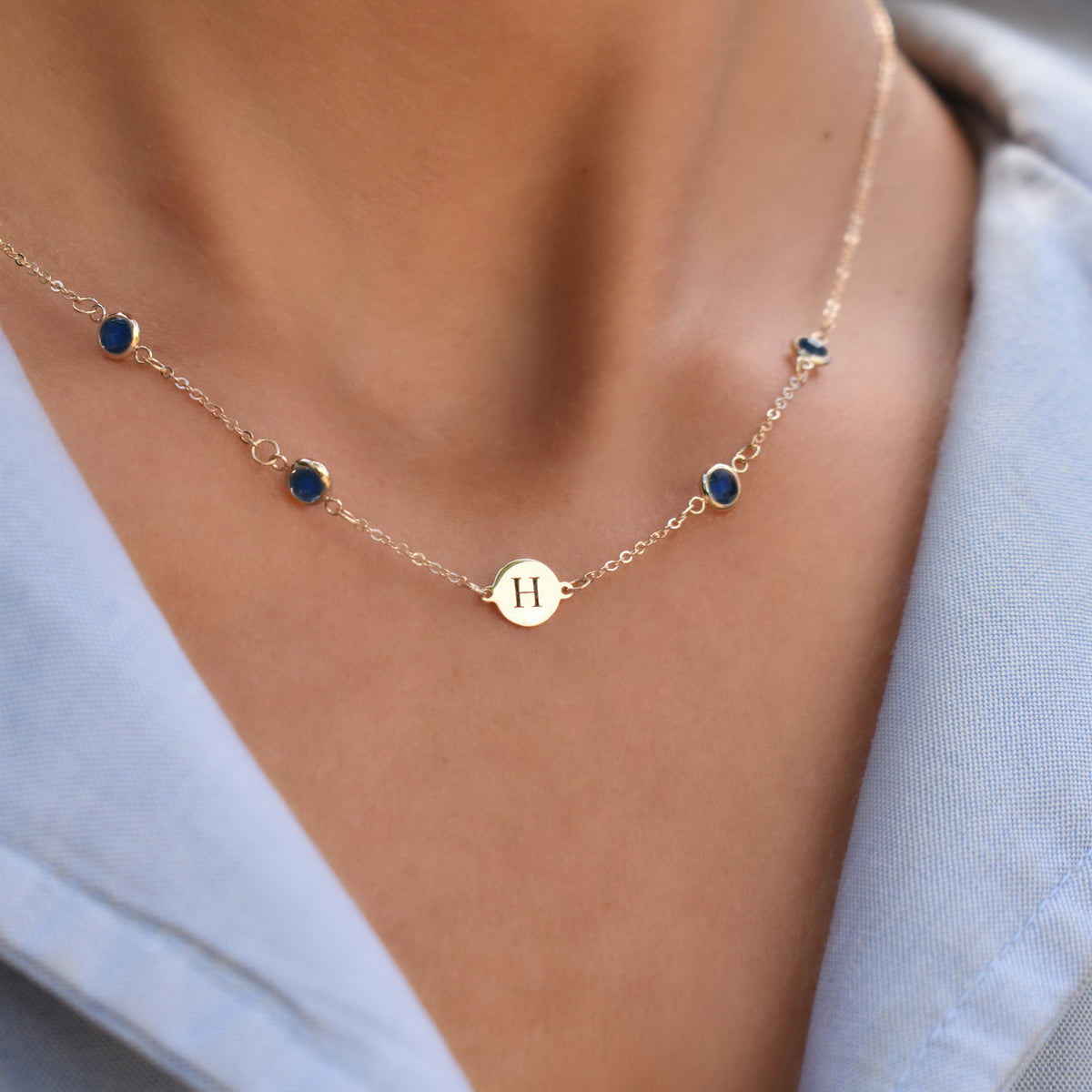 1 TCW Round Sapphire Lab Made Diamond- September Birthstone Necklace 6