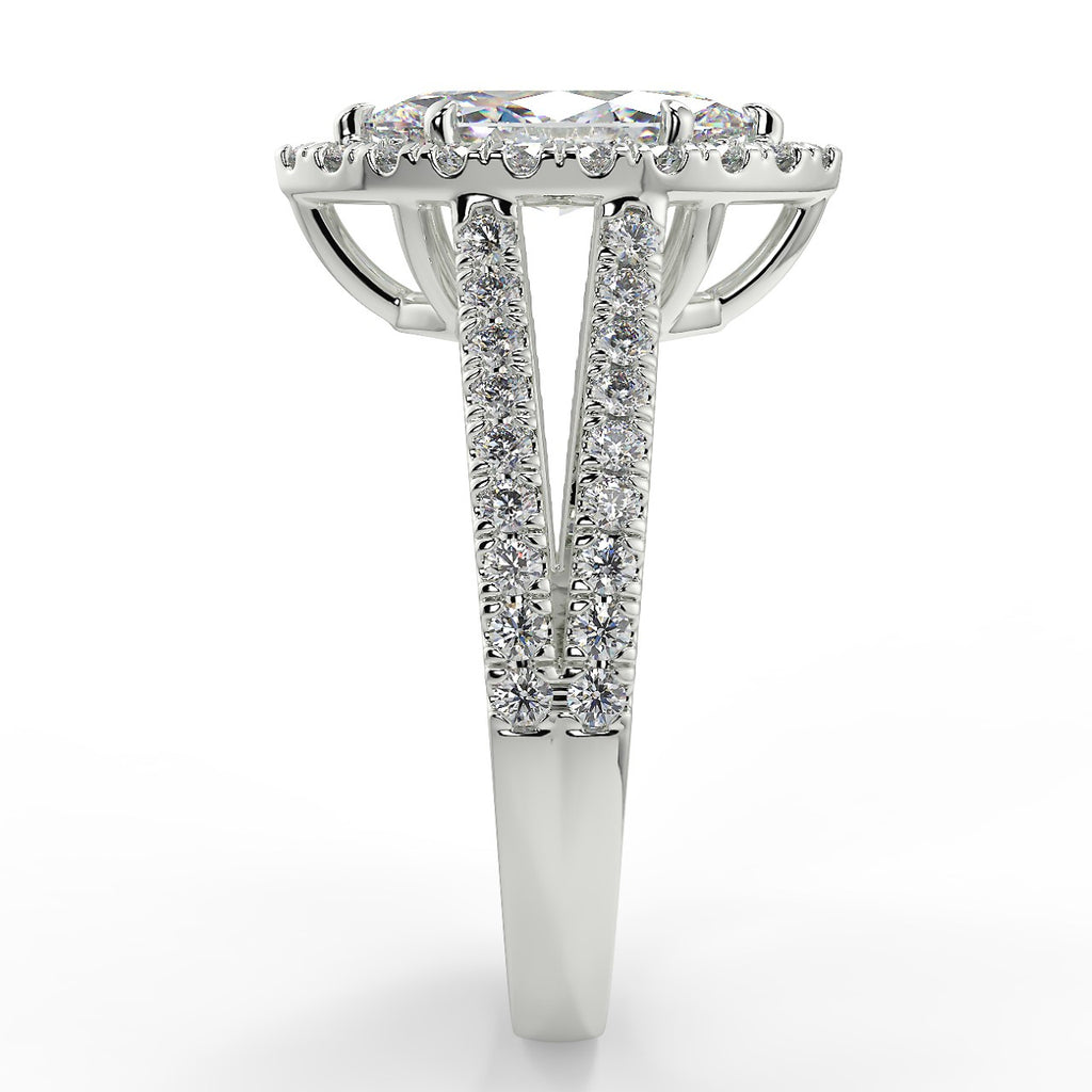 Stunning 1.05 CT Marquise Moissanite Engagement Ring with Halo & Split Shank Design 7