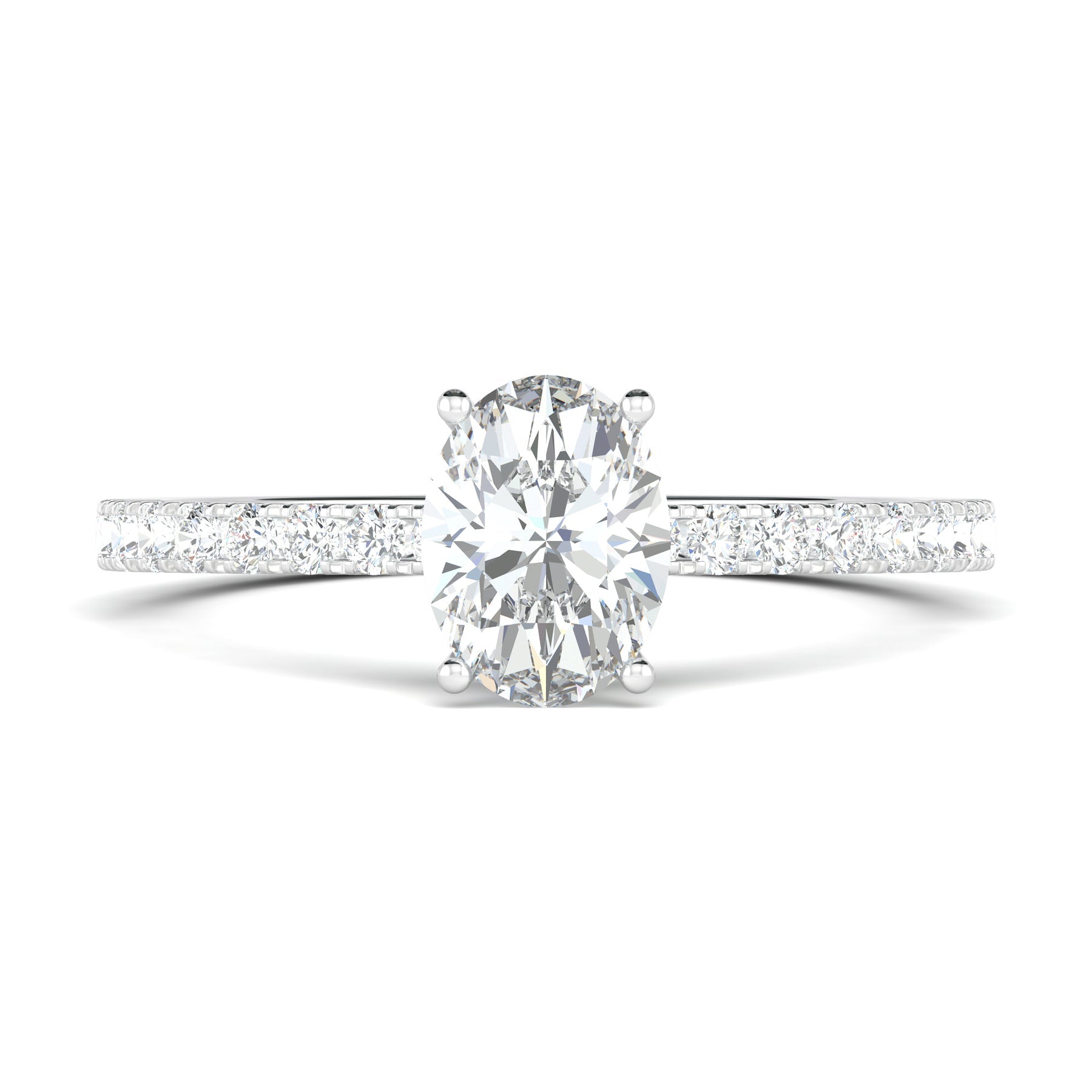 Stunning 0.5 CT Oval Moissanite Stones Engagement Ring In Pave Design 1