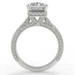 Stunning 2.45 CT Radiant Moissanite Engagement Ring with Hidden Halo & Three Side Pave Design 6
