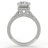 Stunning 2.45 CT Radiant Moissanite Engagement Ring with Hidden Halo & Three Side Pave Design 6