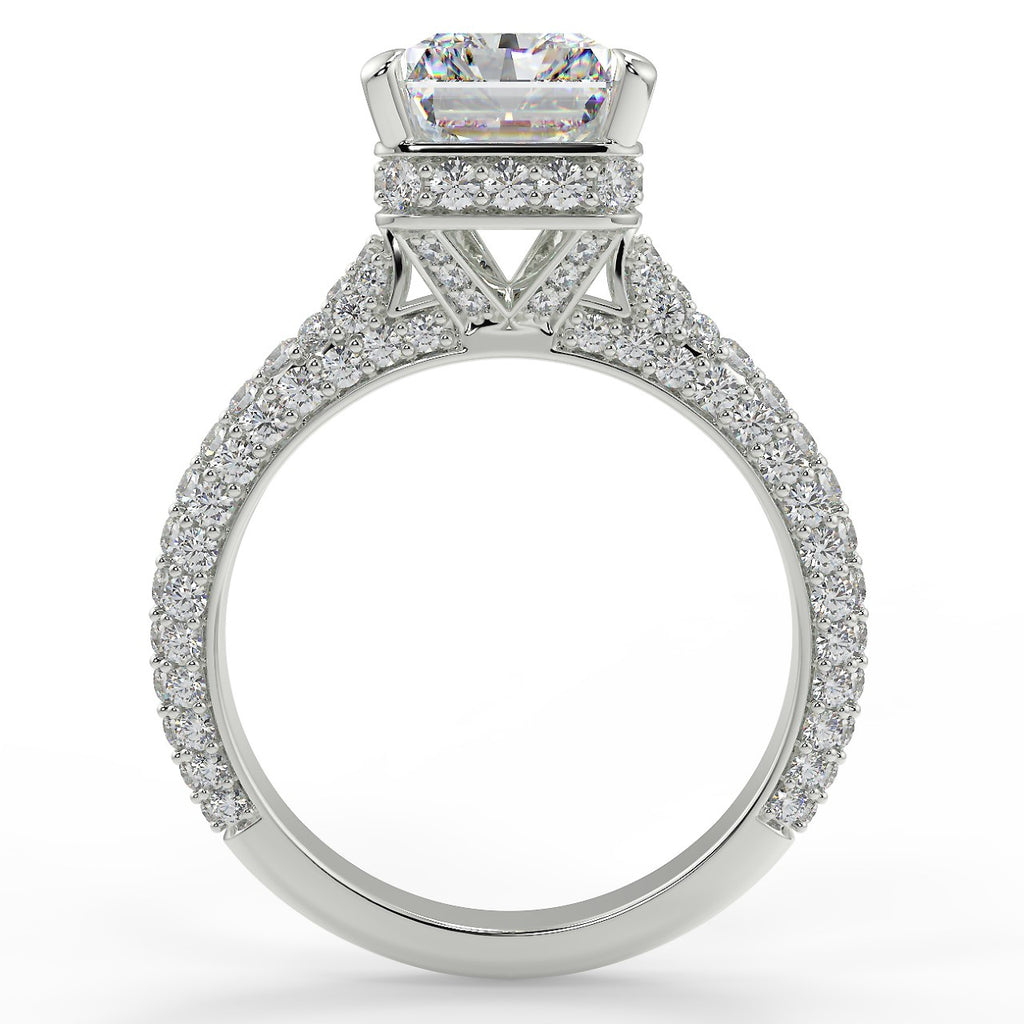 Stunning 2.45 CT Radiant Moissanite Engagement Ring with Hidden Halo & Three Side Pave Design 6