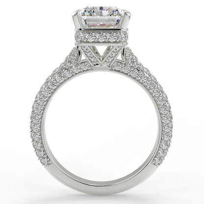 Stunning 2.45 CT Radiant Moissanite Engagement Ring with Hidden Halo & Three Side Pave Design 6