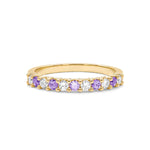 0.15 CT Round Amethyst Lab Made Diamond- February Birthstone Wedding Band 5